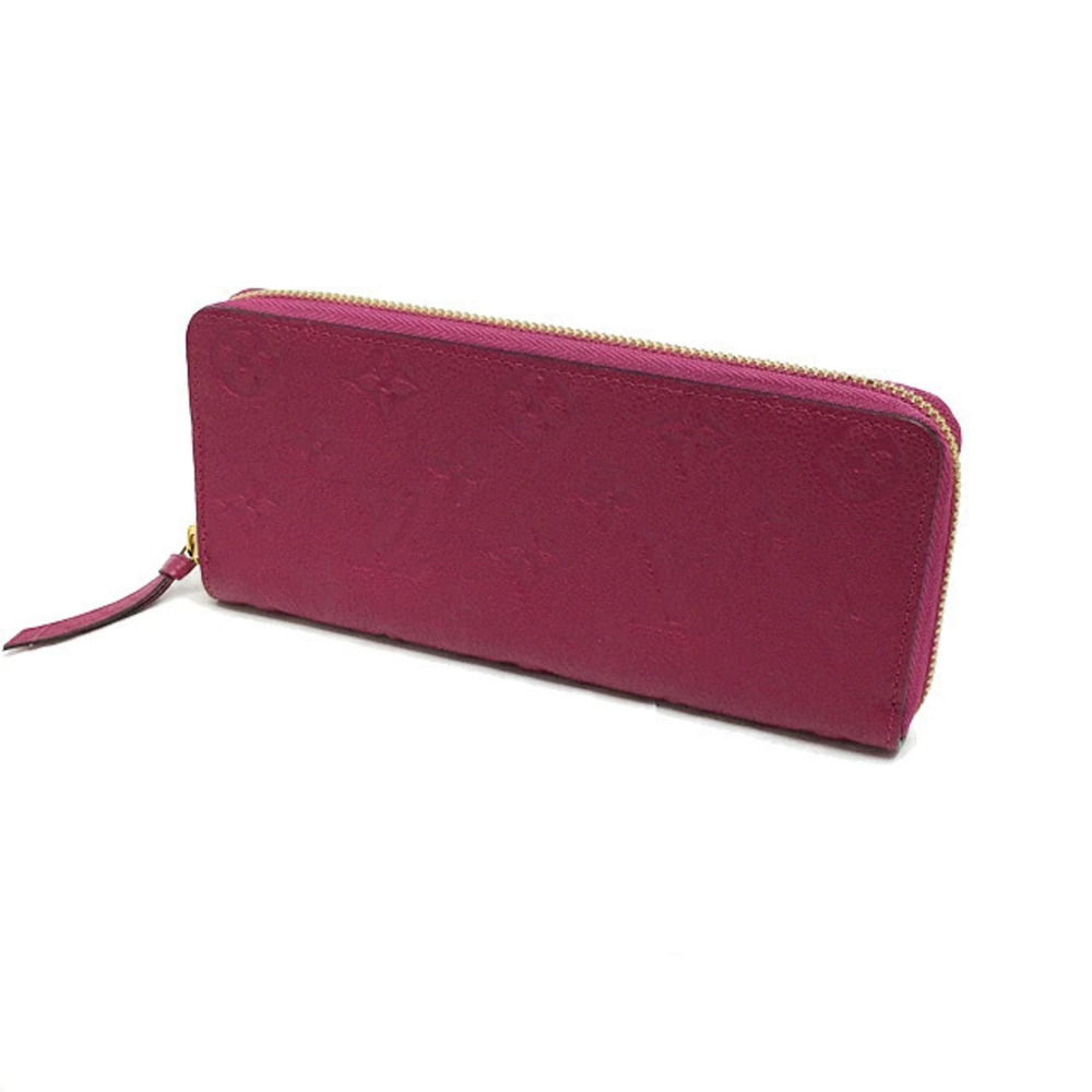 Louis Vuitton Portefeuille Clemence Empreinte Round Zipper Wallet Leather Pink